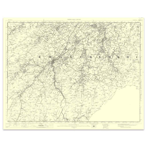 Authentic reproduction of Ordnance Survey map of Jedburgh 1896-1904 with a yellow tint background Authentic reproduction of Ordnance Survey map of Jedburgh 1896-1904 with a yellow tint background