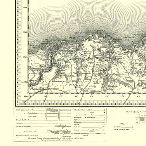Authentic reproduction of Ordnance Survey map of Ilfracombe 1896-1904 with a yellow tint background