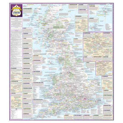 Full view of one side of the map of Great Britain on the Marvellous Maps Great British Literature Map