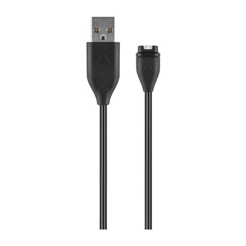 View of the connector ends of the Garmin USB Charging / Data cable one USB and the other to fit compatible Garmin devices