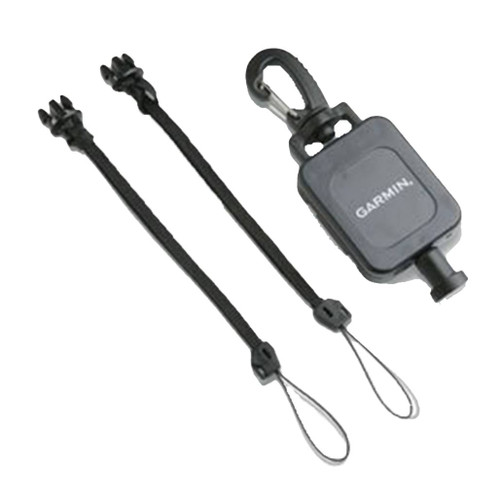 Garmin Retractable Lanyard in black with clip and loops