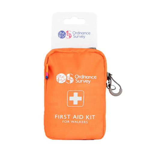 OS First Aid Kit for Walkers Ordnance Survey Outdoor Kit closed carry case on it's retail packaging card facing front