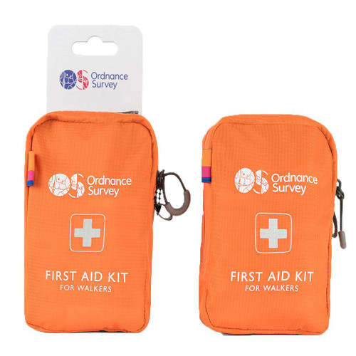 Two OS First Aid Kit for Walkers closed carry cases. One on it's retail packaging card and the other without it both facing front