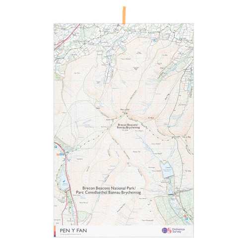 OS Brecon Beacons Large Towel by Ordnance Survey Outdoor Kit full view of the opened out towel