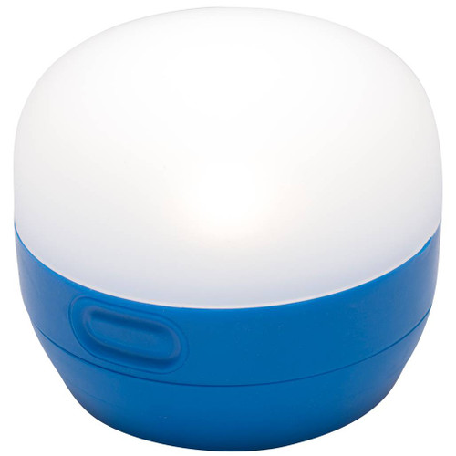 Full view of the Black Diamond Moji Lantern in Powell Blue colour for campsite vehicle and table-top illumination