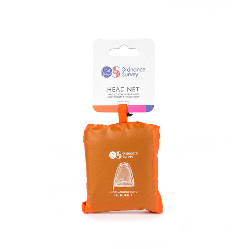 Ordnance Survey Outdoor Kit OS Headnet in it's orange carry case on its retail card