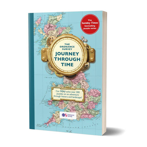 The Ordnance Survey Journey Through Time Puzzle Book front cover "Can you solve over 300 puzzles on an adventure through history and landscape?"