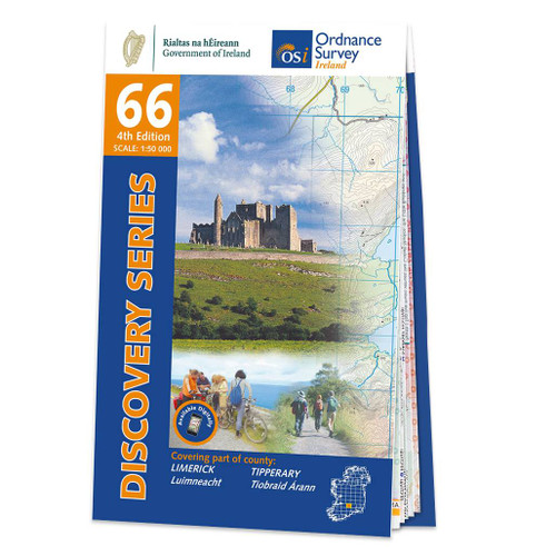 Blue and orange front cover of OS Ireland Discovery Series Map of County Limerick and Tipperary: OSI Discovery 66