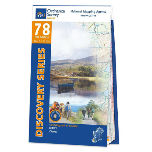 Blue and orange front cover of OS Ireland Discovery Series Map of County Kerry: OSI Discovery 78
