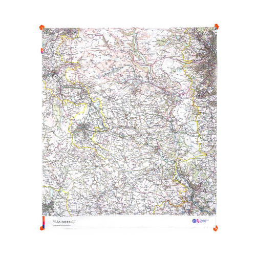 The OS Peak District Picnic Blanket by Ordnance Survey Outdoor Kit full front view of the open blanket
