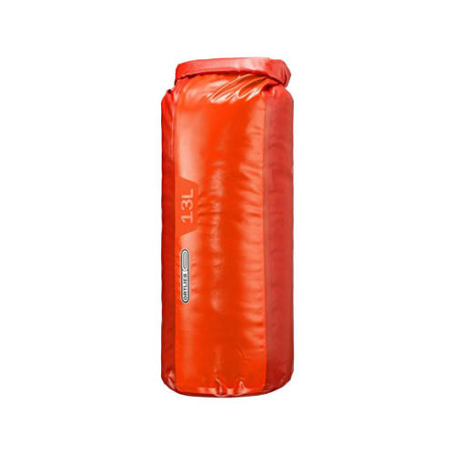 Ortlieb PD350 Cranberry Red Dry Bag  standing up full and the top rolled closed