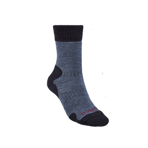 Bridgedale Women's Explorer Heavy Weight Merino Comfort Boot Socks in Storm blue displayed against a white background