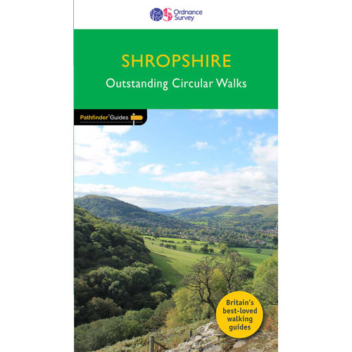 Green front cover on the OS Pathfinder Guidebook 80 - Walks in Shropshire Pathfinder Guides with circular walks