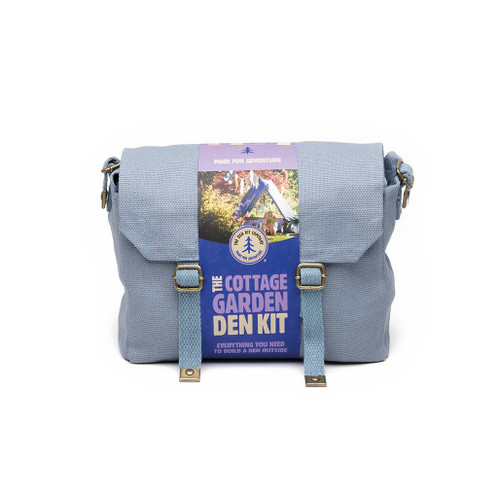 The Cottage Garden Den Kit by The Den Kit Company blue bag with retail card wrapped around the bag