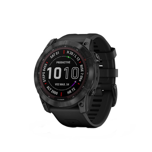 The Garmin Fenix 7X Sapphire Solar front face view