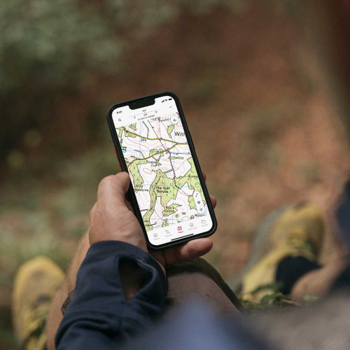A person using OS Maps outdoors