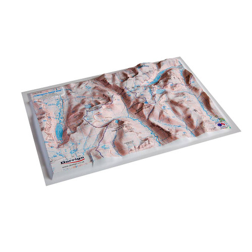 Full map view of 3D A4 Cairngorms Relief Map tilted to show its 3D properties