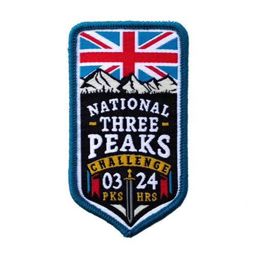 UK National Three Peaks Challenge Patch by The Adventure Patch Company displayed on a white background