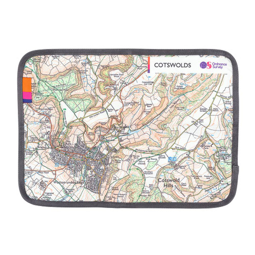 The OS Cotswold Hills Sit Map by Ordnance Survey Outdoor Kit full front view of the waterproof padded seat
