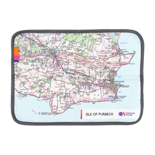 The OS Isle of Purbeck Sit Map by Ordnance Survey Outdoor Kit full front view of the waterproof padded seat