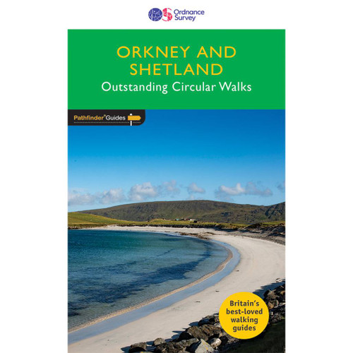 Green front cover on the OS Pathfinder Guidebook 82 - Walks in Orkney & Shetland Pathfinder Guides with circular walks