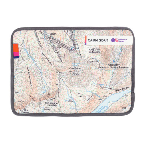 The OS Cairngorms Sit Map by Ordnance Survey Outdoor Kit full front view of the waterproof padded seat