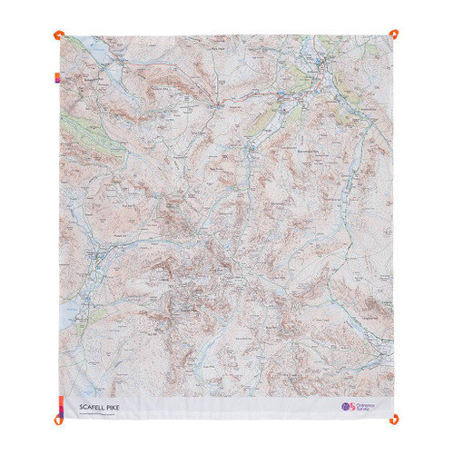 The OS Scafell Pike Picnic Blanket by Ordnance Survey Outdoor Kit full front view of the open blanket