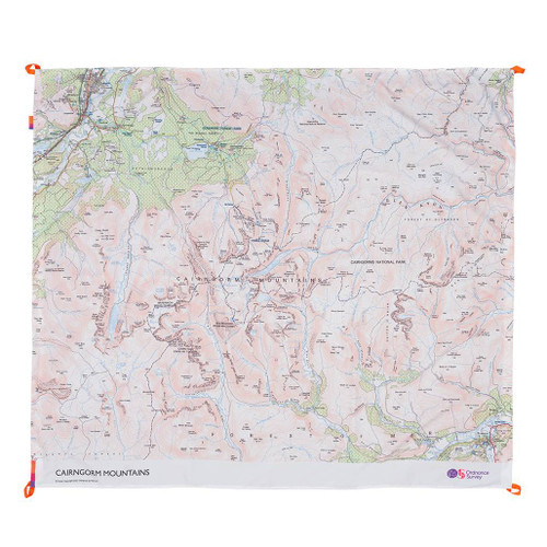 The OS Cairngorms  Picnic Blanket by Ordnance Survey Outdoor Kit full front view of the open blanket