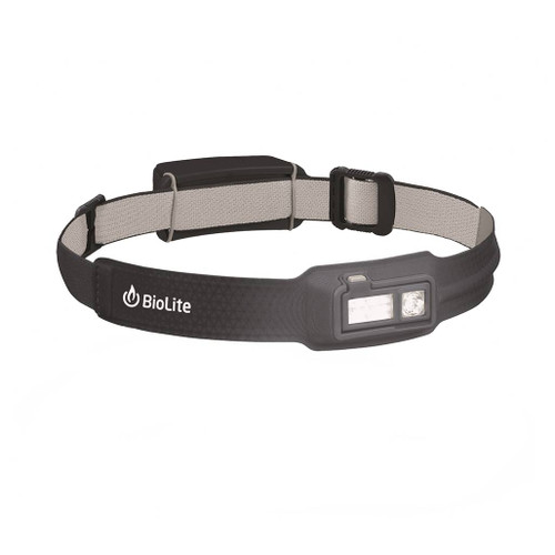 Biolite HeadLamp 330 full view of lamp and strap in  colour Midnight Grey
