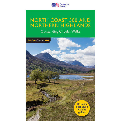 Green front cover on the OS Pathfinder Guidebook 83 - Walks in North Coast 500 and Northern Highlands Pathfinder Guides with circular walks
