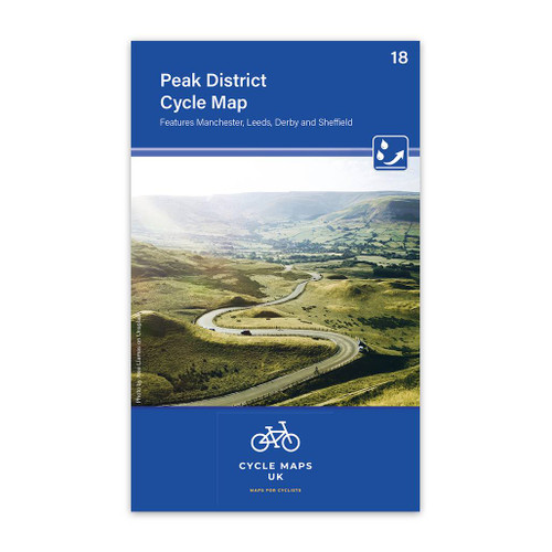 Blue front cover of folded Peak District Cycle Map 18 by Cycle Maps UK