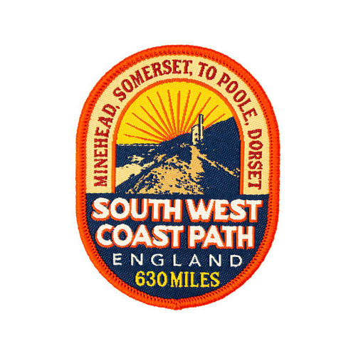 South West Coast Path Patch by The Adventure Patch Company displayed on a white background
