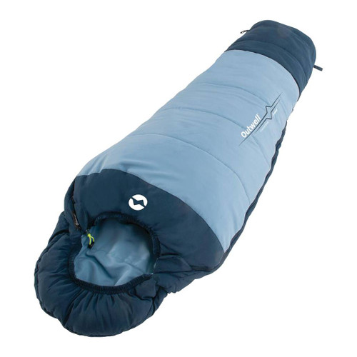 Outwell Convertible Junior Sleeping bag in blue laid out