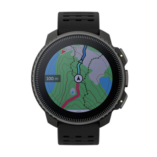 Suunto Vertical All Black GPS Watch front straight view showing map face