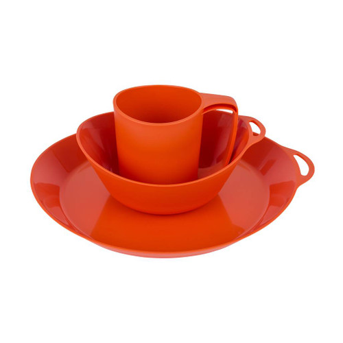 OS Plate, Bowl & Mug Set out of packaging stacked together, front angled view