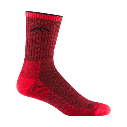 Men's Hiker Micro Crew Ember Midweight Socks with red heels and toes