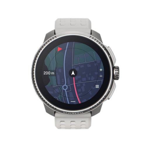 Suunto Race Birch GPS Watch front straight on view showing map face