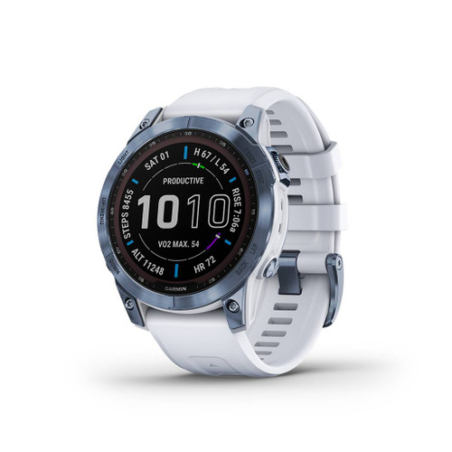 Garmin fenix 7 Sapphire Solar Edition front angled view of face