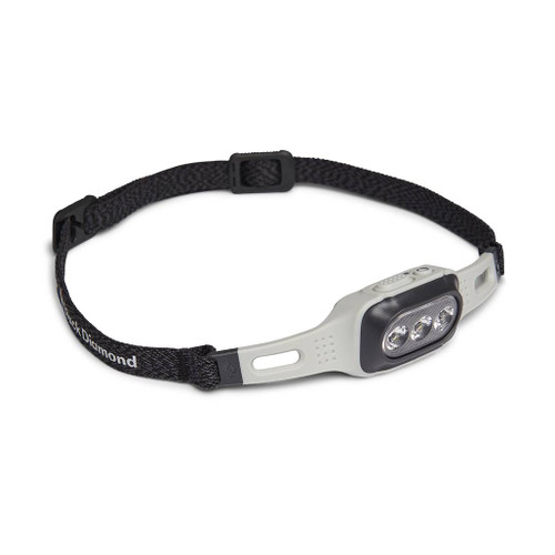 Full front view of the Deploy Run Light Headlamp from Black Diamond in alloy