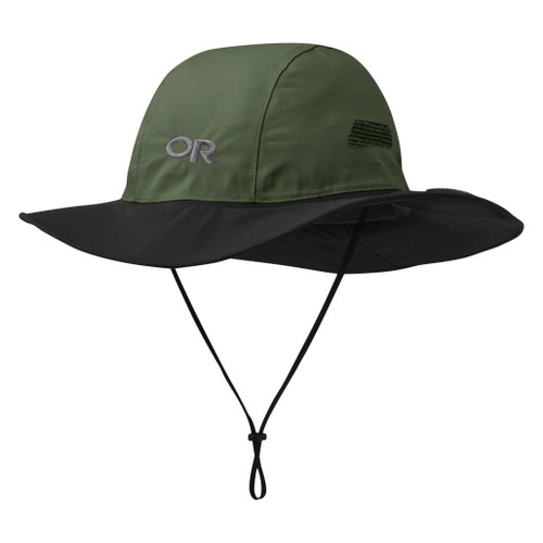Outdoor Research Seattle Rain Hat in Fatigue front view on a white background