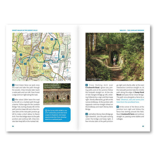 15 Short Walks in the Surrey Hills internal double page spread walk excerpt