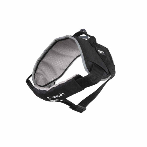 Front view of the Mountain Paws Extra Tough Black Dog Harness displayed on a plain white background