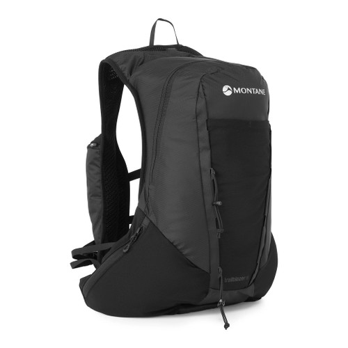 Montane Men's Trailblazer 18 Backpack in black showing the front of the pack on an angle
