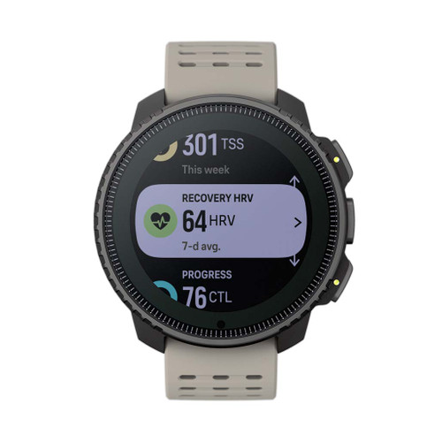 Suunto Vertical Steel Solar Sand GPS Watch front straight on view showing the map app face
