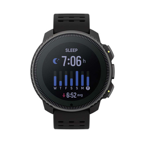 Suunto Vertical Steel Solar Black GPS Watch front straight on view showing sleeping pattern