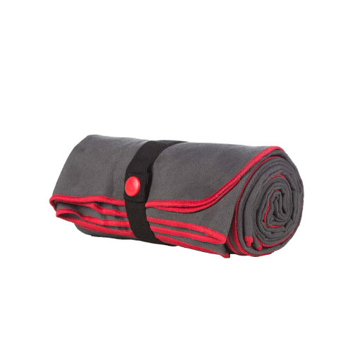 Red Paddle Co Large Micro Fibre Towel in grey rolled up and ready to go strapped into it's band
