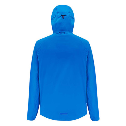 Mac in a Sac Men's Venture Ultralite Blue Running Jacket back view with hood up