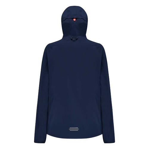 Mac in a Sac Women's Venture Ultralite Navy Running Jacket back view with hood up