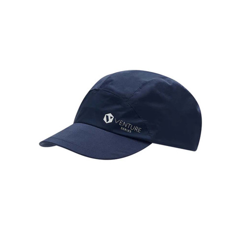 Mac in a Sac Venture Ultralite Jet Black Cap with Venture logo on a white background