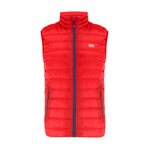 Men's Alpine Packable Down Gilet in red by Mac in a Sac front view